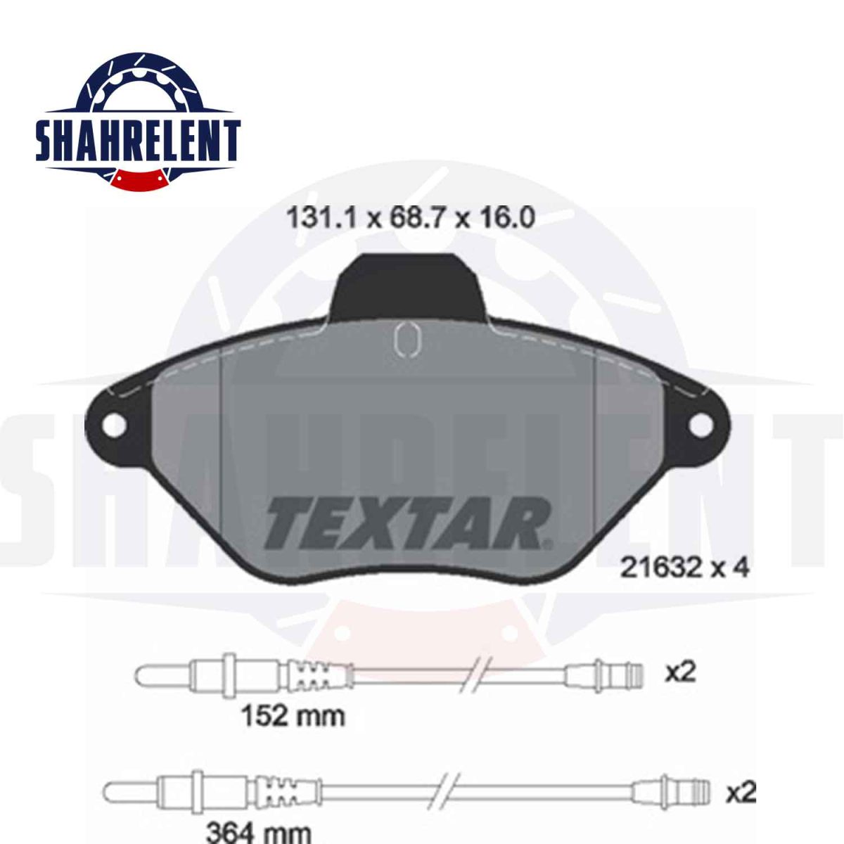 لنت ترمز جلو سیتروئن زانتیا 2000 برند Textar کد 2163202